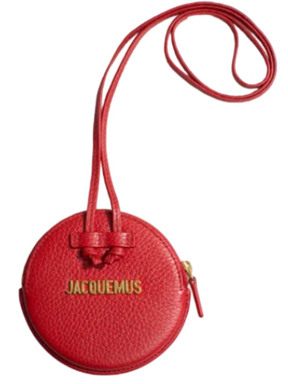 Jacquemus Leather Le Pitchou Red Pebbled Leather Neck Wallet / Coin Purse